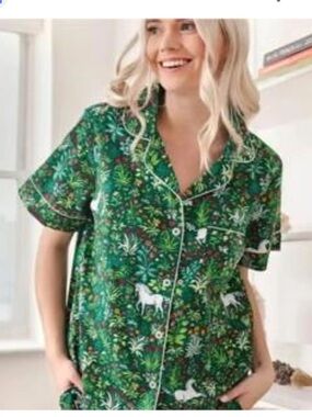 Printfresh Unicorn Garden Green Sleep Shirt Size Small